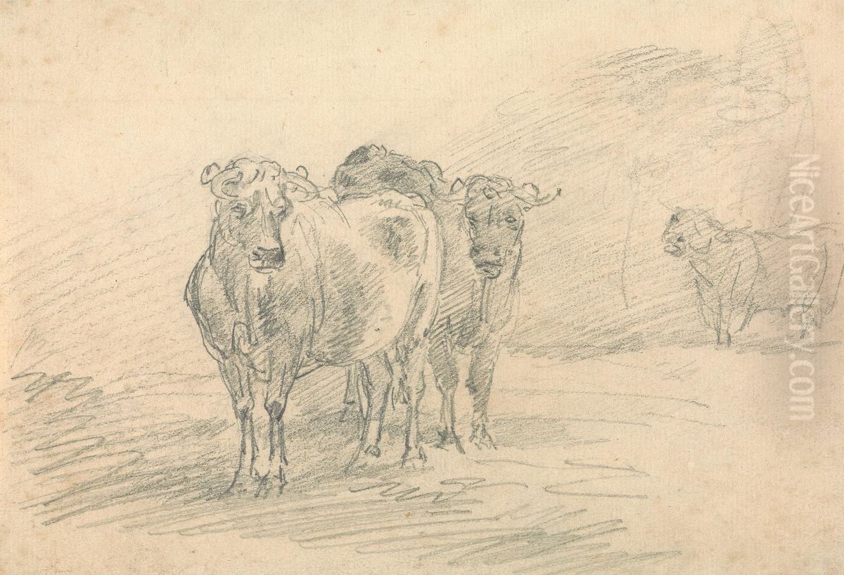 Two Cows on a Hill Oil Painting by Sawrey Gilpin