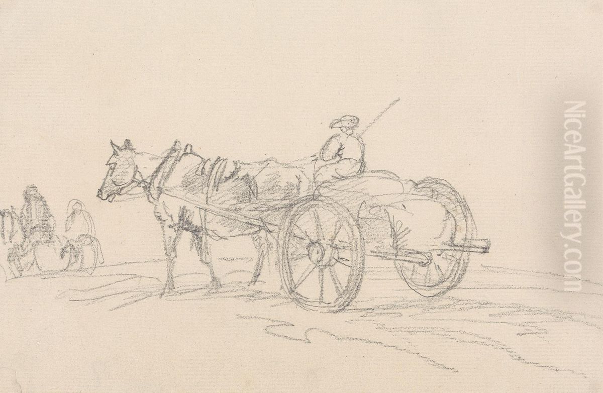 Riders and a Two-Wheeled Cart With Driver Oil Painting by Sawrey Gilpin