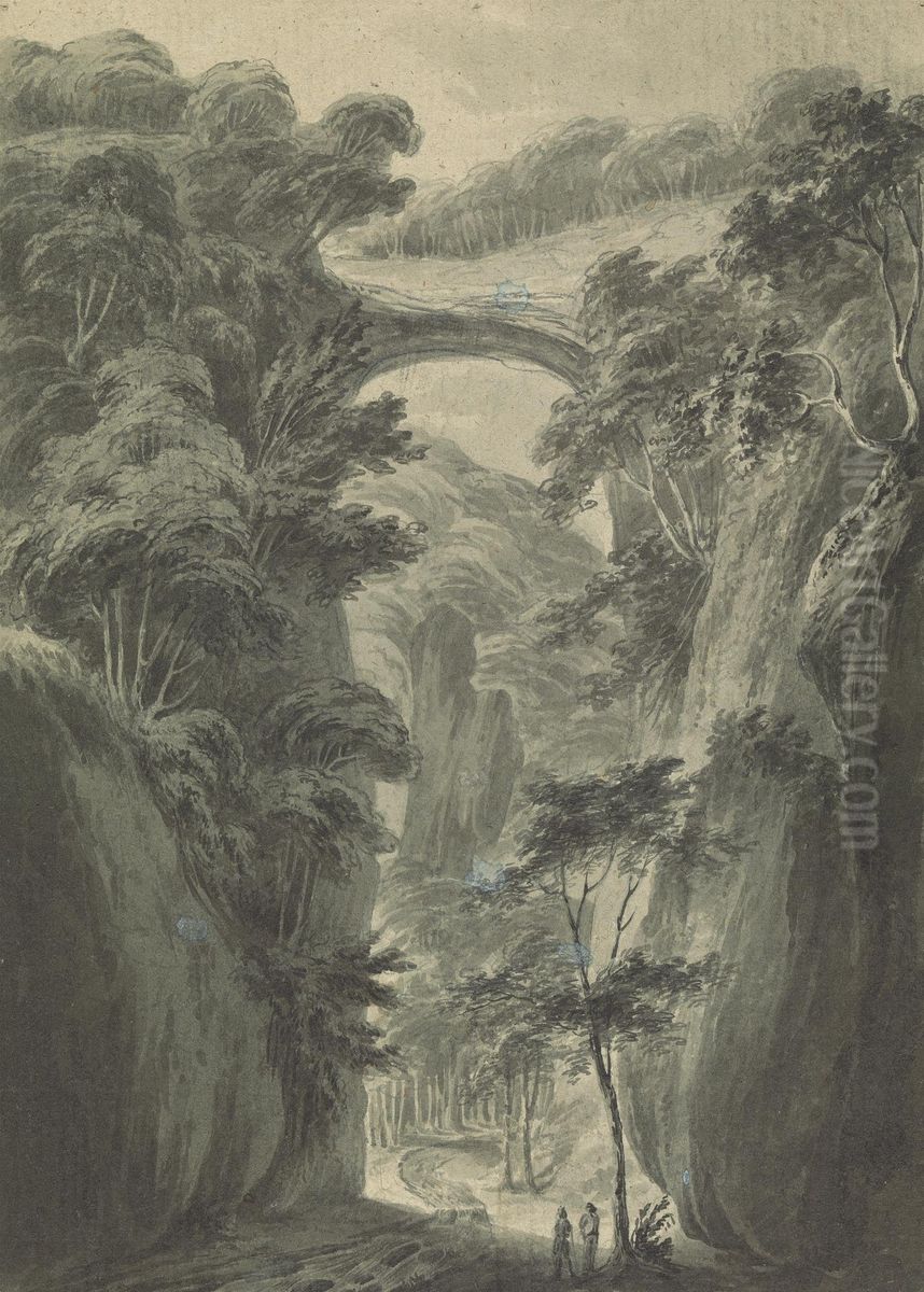 View of the Rock Bridge Oil Painting by Isaac Weld