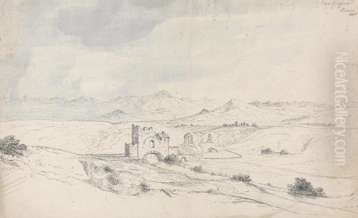 Campagna/ Rome Oil Painting by Isaac Weld