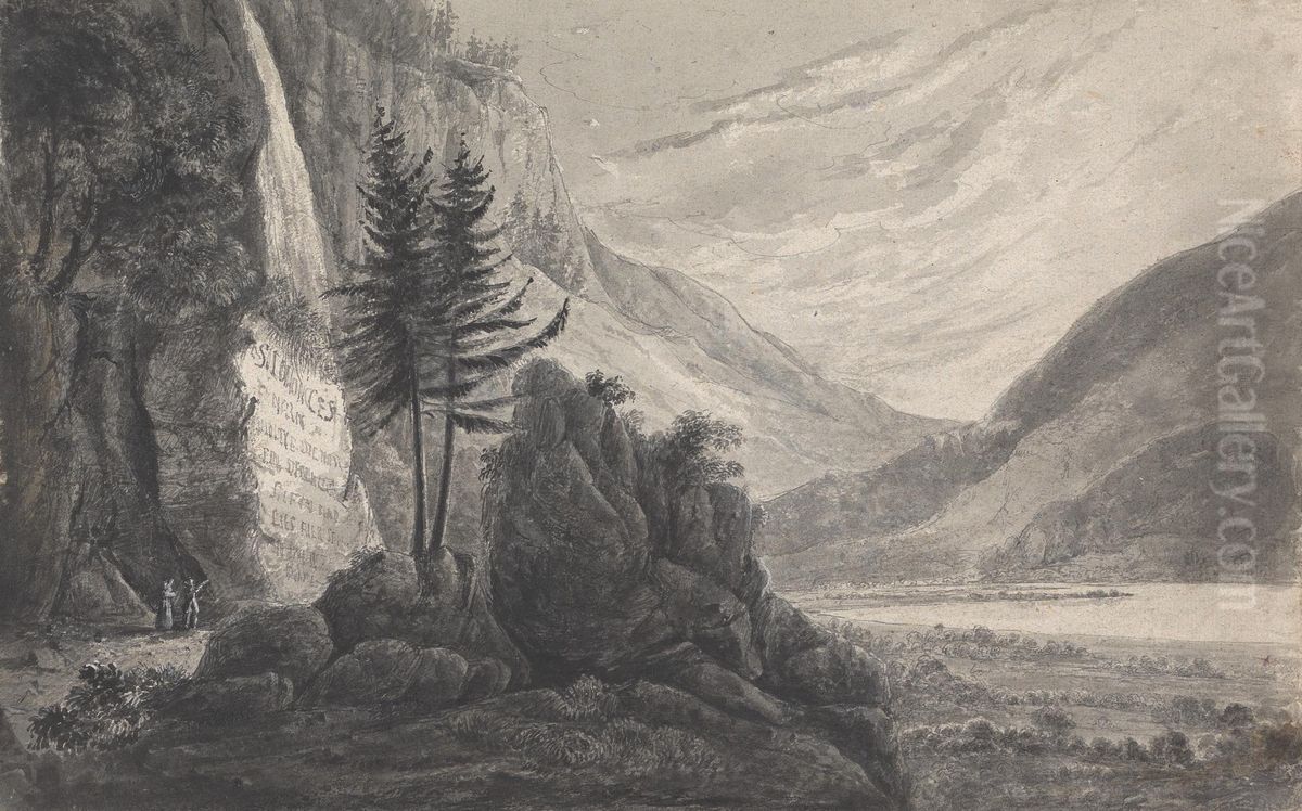 Mountainous Landscape with Inscription to Salomon Gessner (Switzerland) Oil Painting by Isaac Weld