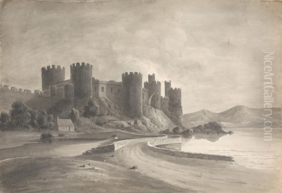 Conway (Castle, North Wales), Nov. 1809 Oil Painting by Isaac Weld