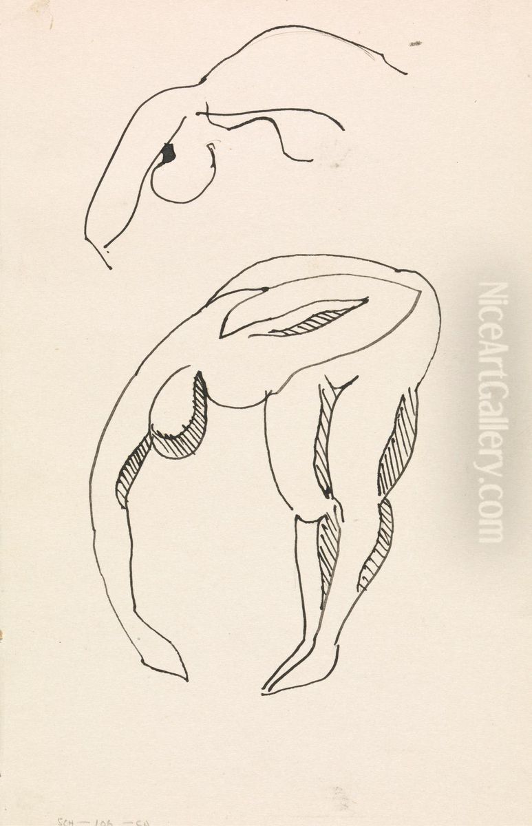 Bowing Figure Oil Painting by Henri Gaudier-Brzeska