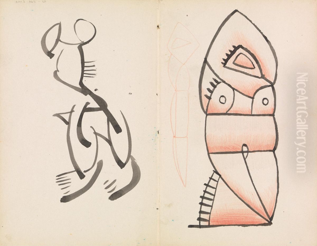 Study for a Figural Sculpture, Crouching Figure Oil Painting by Henri Gaudier-Brzeska