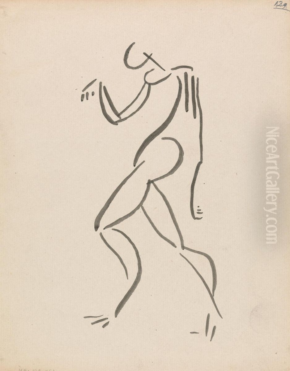 Dancing Figure Oil Painting by Henri Gaudier-Brzeska
