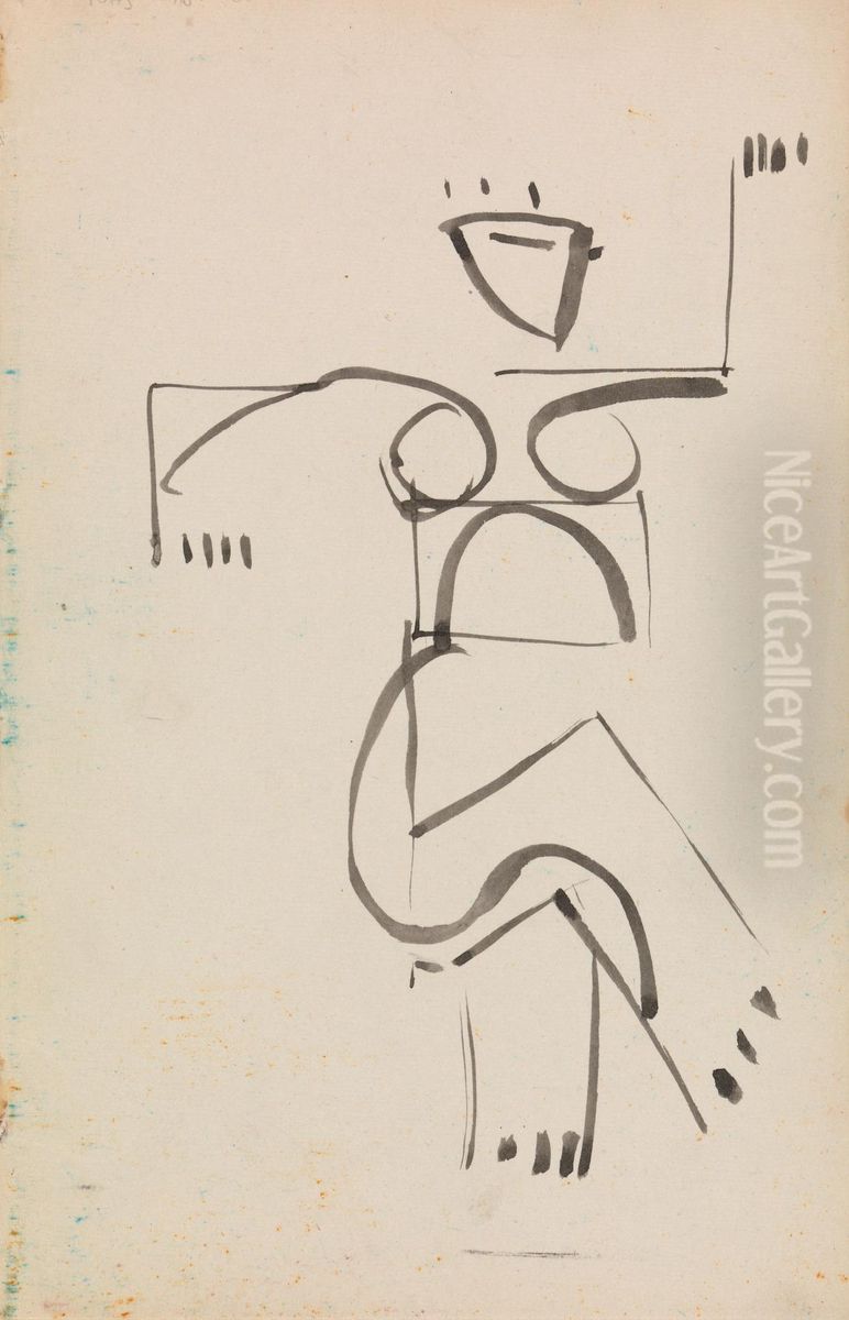 Dancing Figure Oil Painting by Henri Gaudier-Brzeska