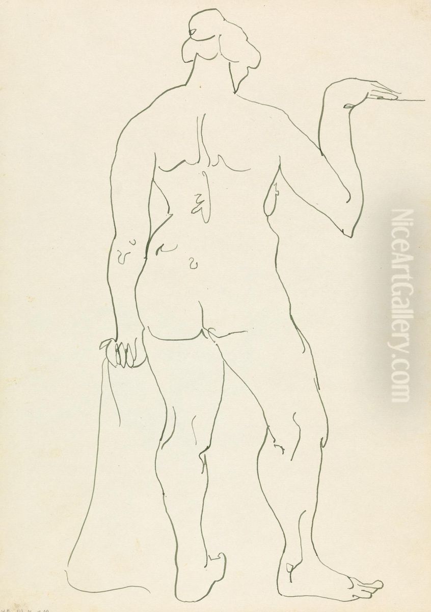 Standing Female Figure Oil Painting by Henri Gaudier-Brzeska