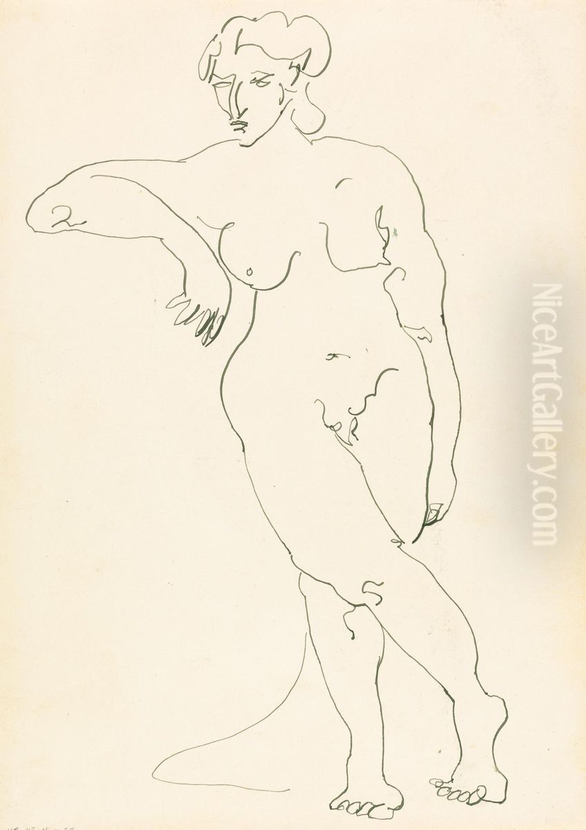 Standing Female Figure Oil Painting by Henri Gaudier-Brzeska