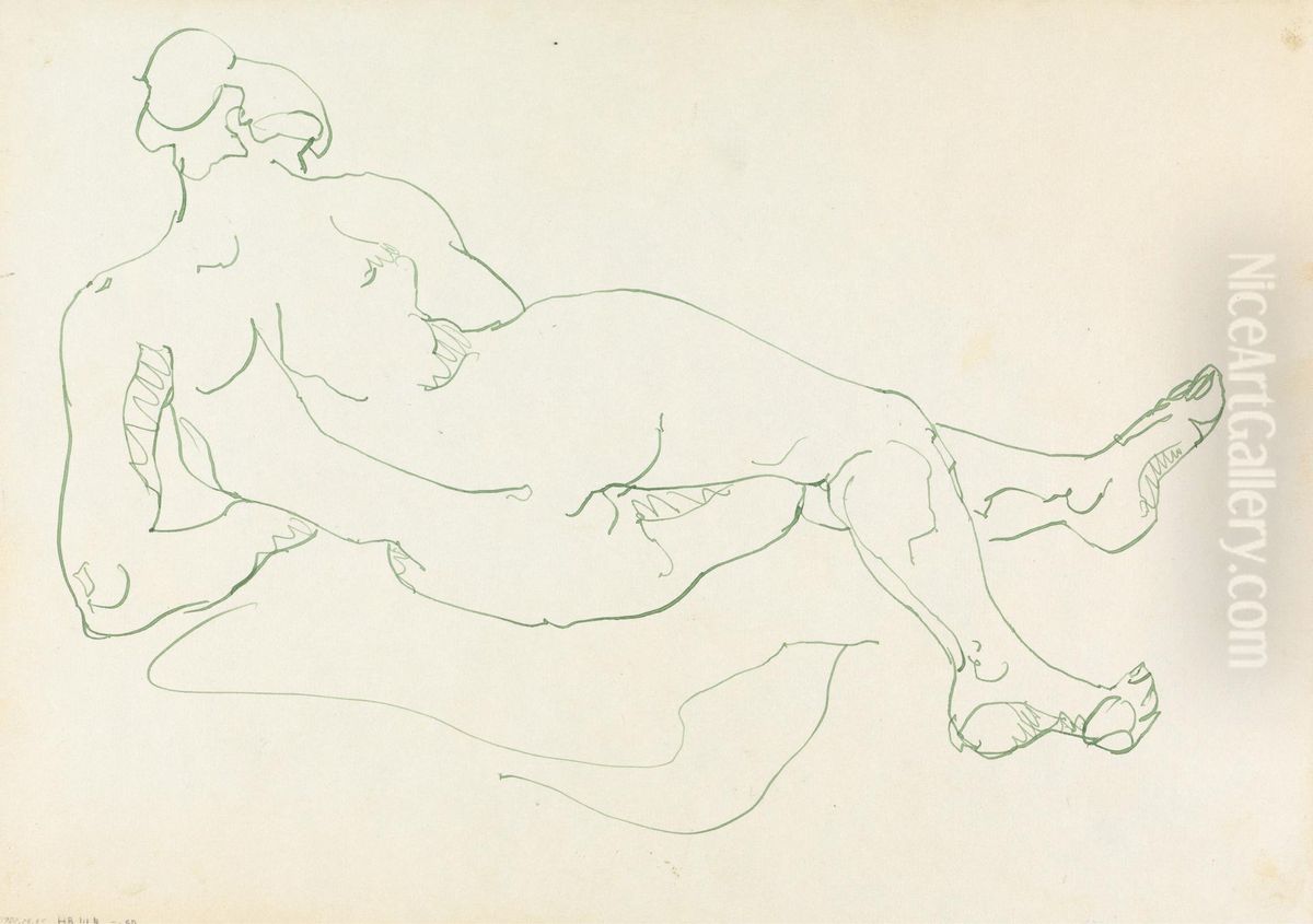 Reclining Female Figure Oil Painting by Henri Gaudier-Brzeska