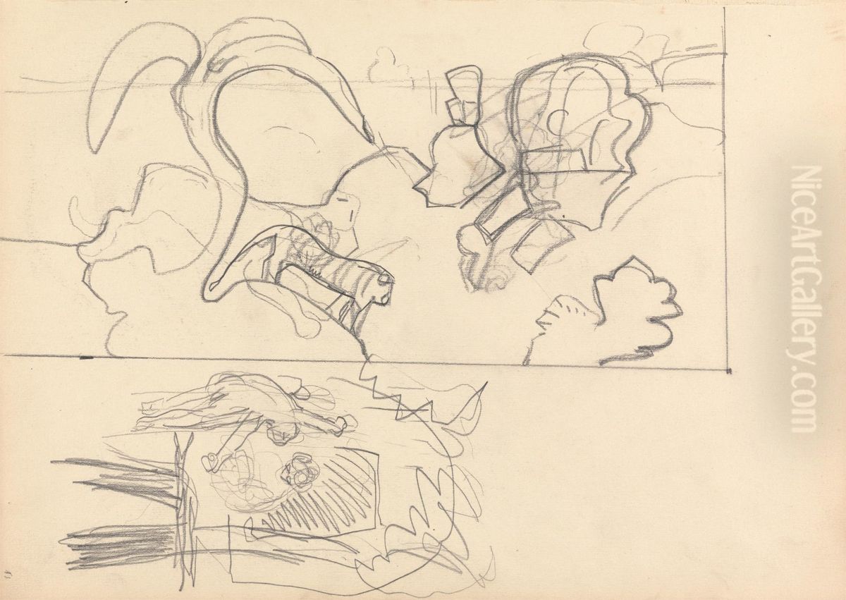 Tree House, Design for Panels with Animals Oil Painting by Spencer Gore