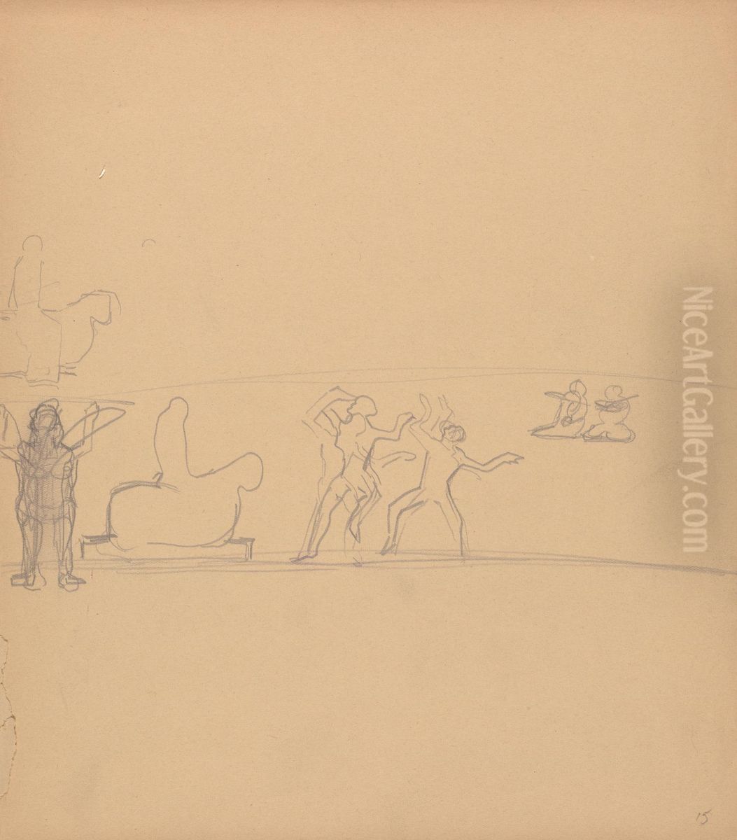 Figure Studies, Dancers, Worshippers and Calf Oil Painting by Spencer Gore