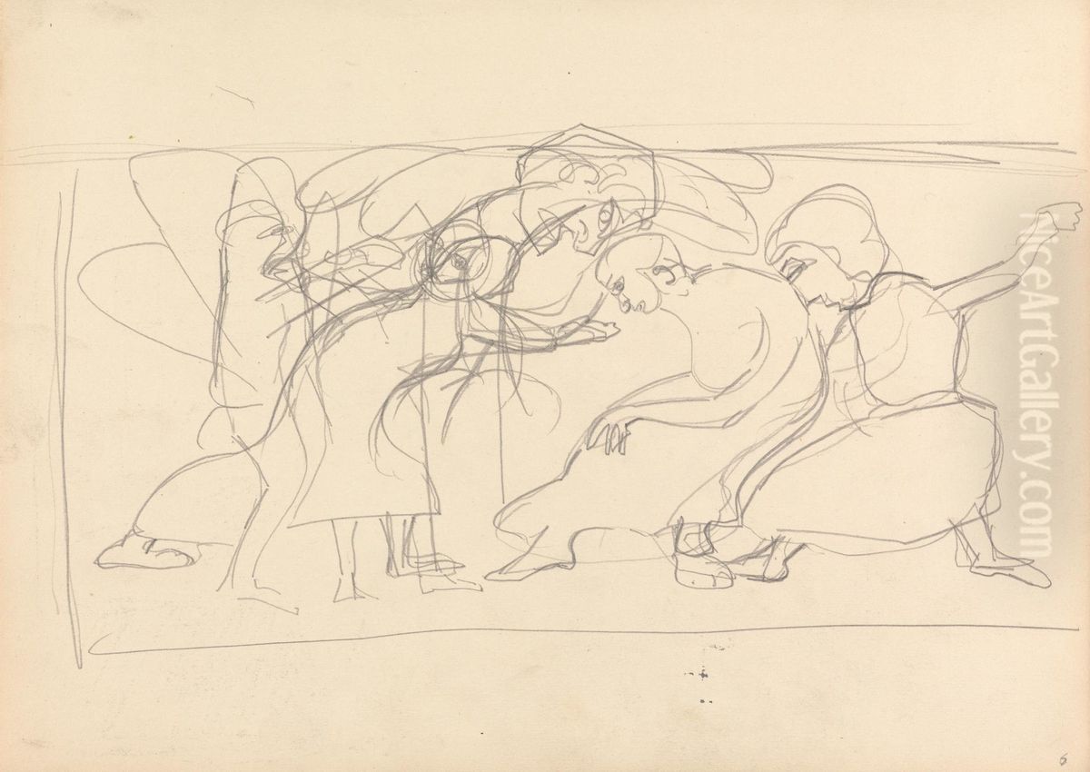 Study for Decorative Panel, Worshippers Oil Painting by Spencer Gore