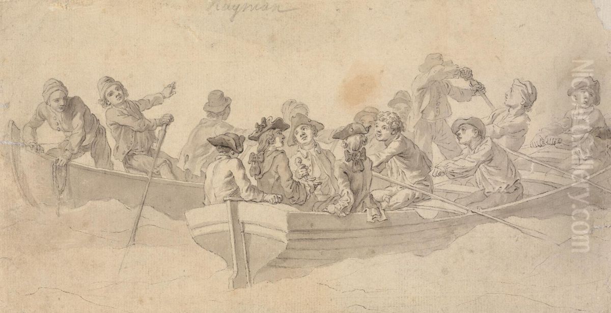 Figures in Boats Oil Painting by Francis Hayman