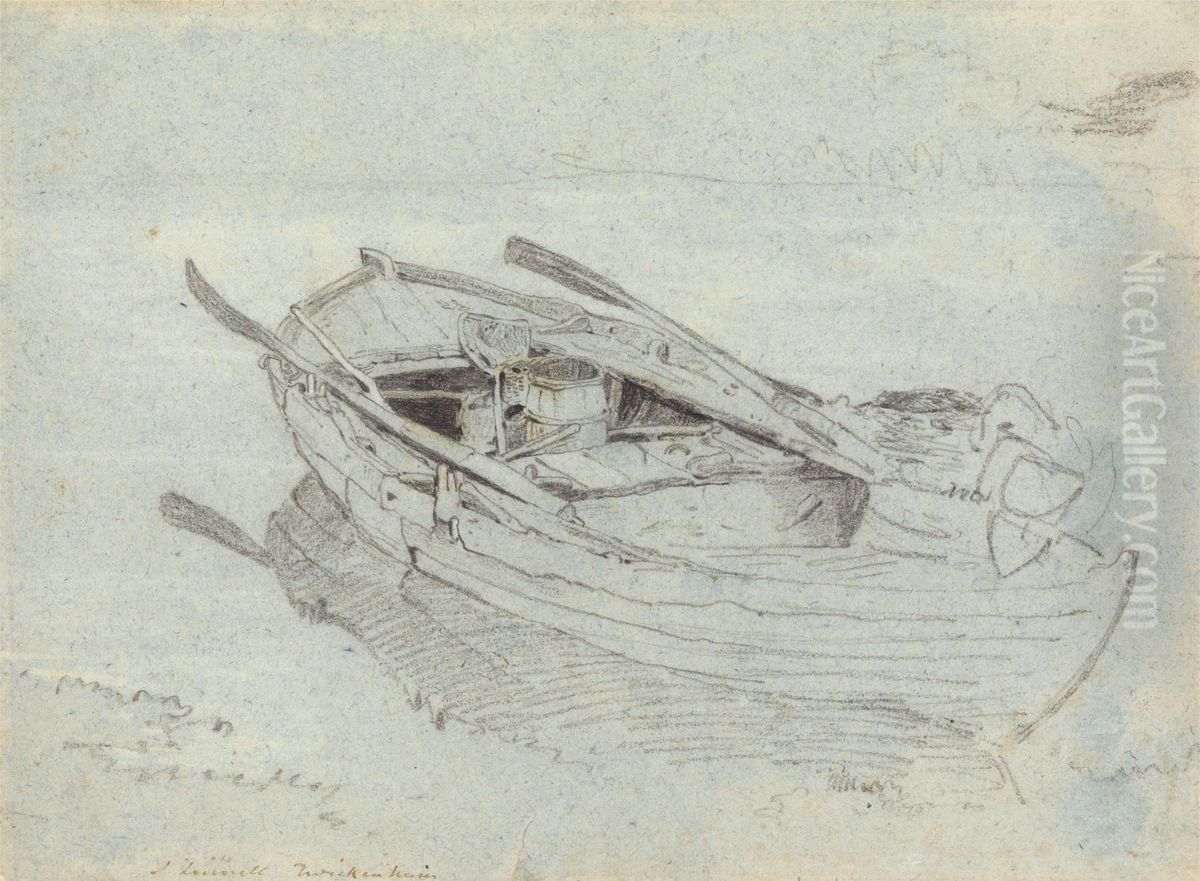 A Rowing Boat at Twickenham Oil Painting by John Linnell