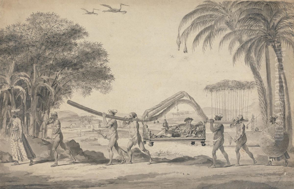 Traveller in a Palanquin in India Oil Painting by Robert Home