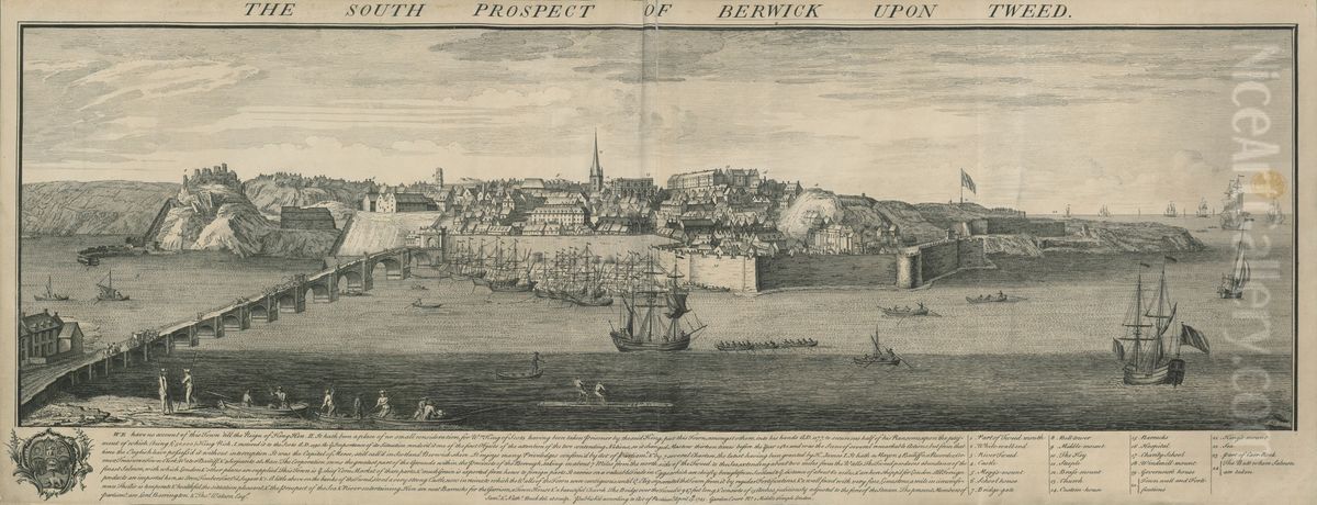 The South View of Berwick Upon Tweed Oil Painting by Samuel Buck
