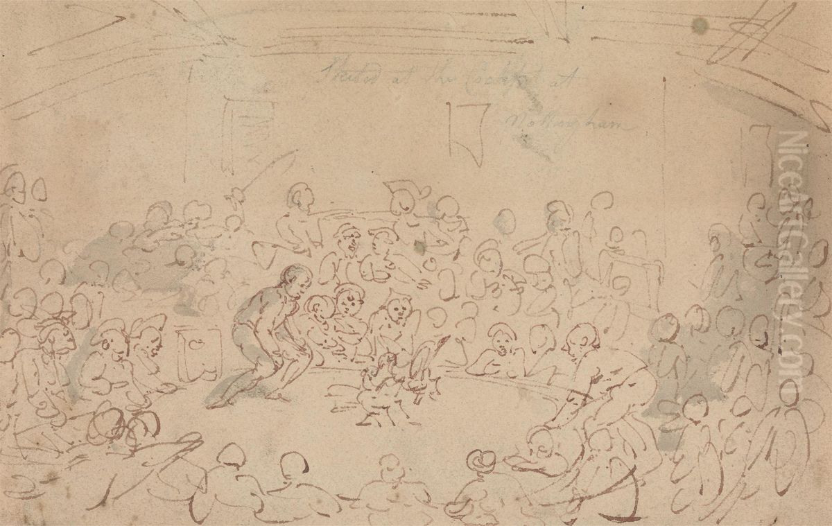 Sketched at the Cockpit, Nottingham Oil Painting by Thomas Rowlandson