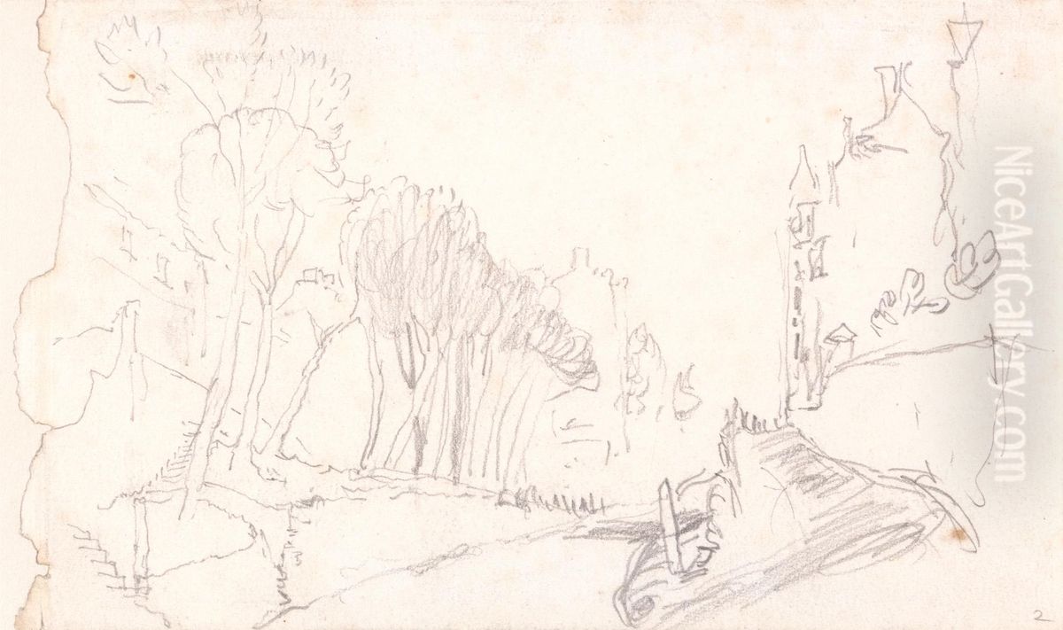 Study of an Unidentified Street Oil Painting by John Ruskin