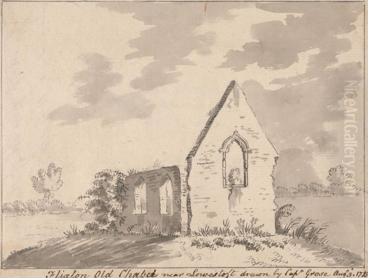 Folio of Views in Norfolk and Suffolk Flixton Old Chapel, near Lowestoft, Suffolk Oil Painting by Francis Grose