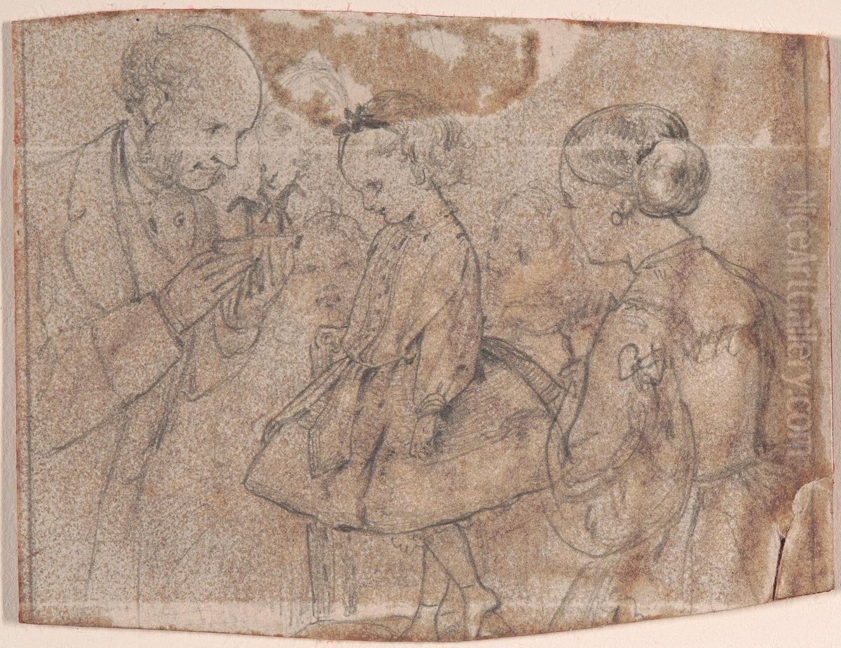 A Present Oil Painting by Adelaide Claxton