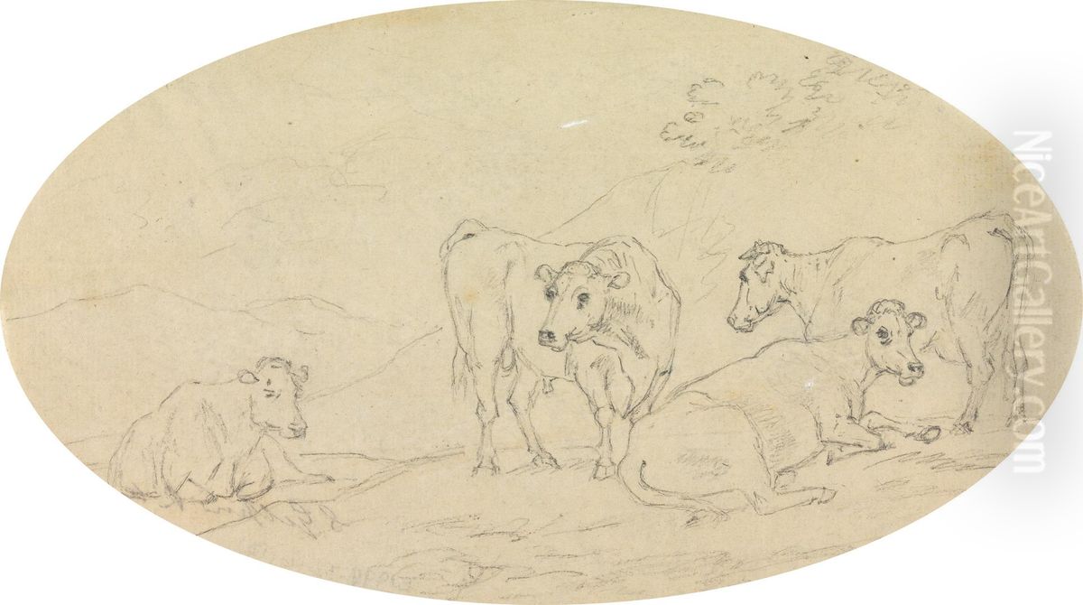 Four Cows in a Field Oil Painting by Sawrey Gilpin