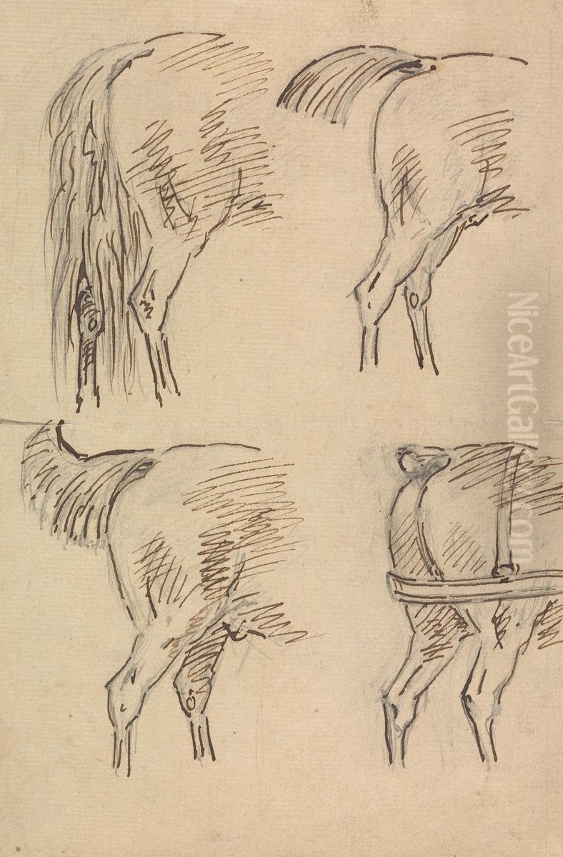 Four Sketches of Hind Quarters of Horse Oil Painting by Sawrey Gilpin
