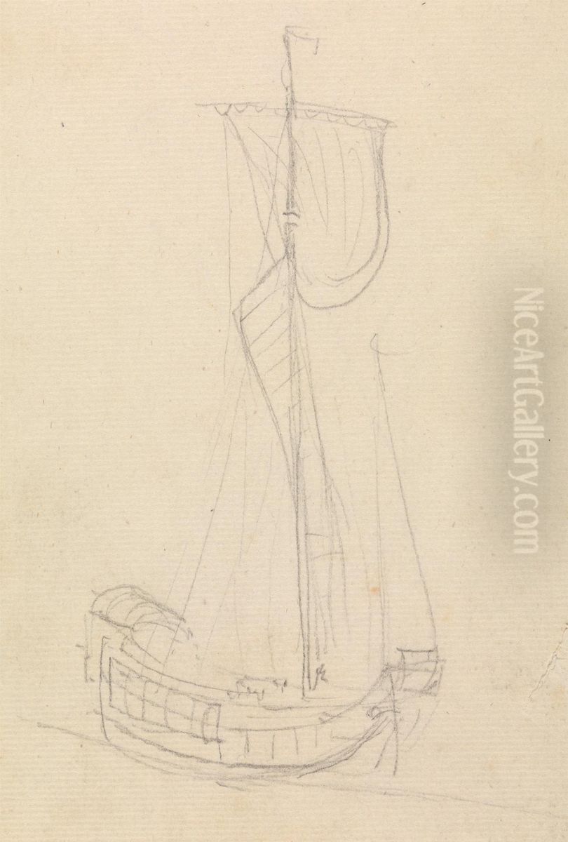 Boat Sketch Oil Painting by Thomas Daniell