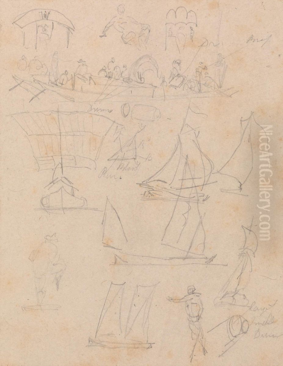 Boat Sketches Oil Painting by Thomas Daniell