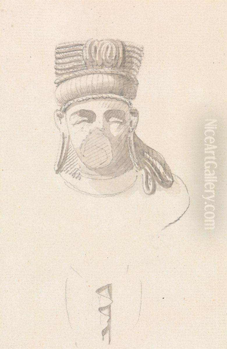 Statue Bust Oil Painting by Thomas Daniell