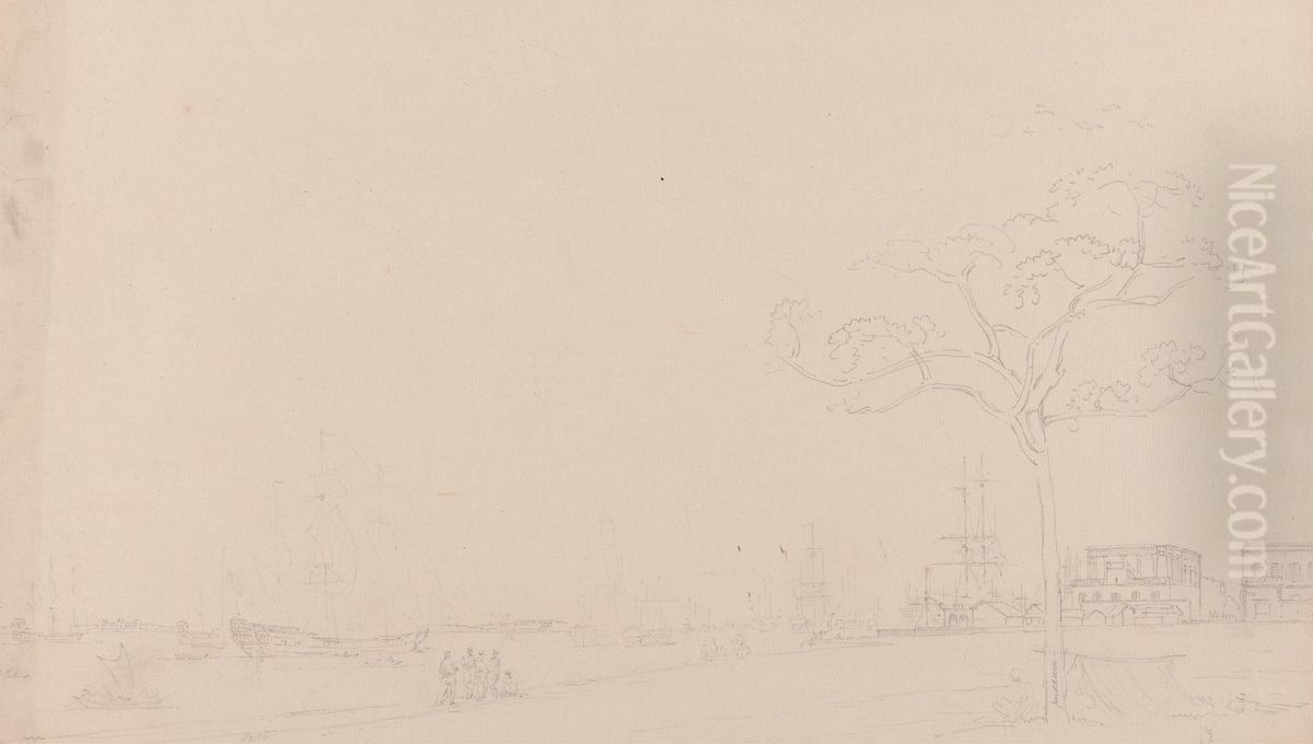 Front of Fort William and River Hoogly Oil Painting by Thomas Daniell