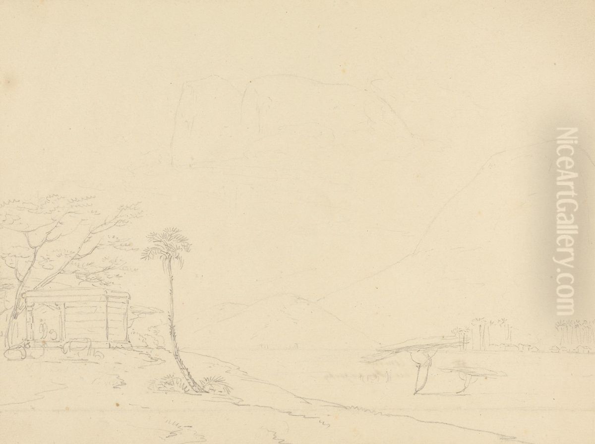 Landscape with Indian House Oil Painting by Thomas Daniell