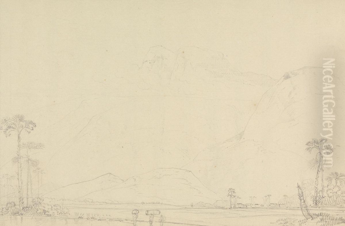 Landscape with Figures in the Foreground Oil Painting by Thomas Daniell