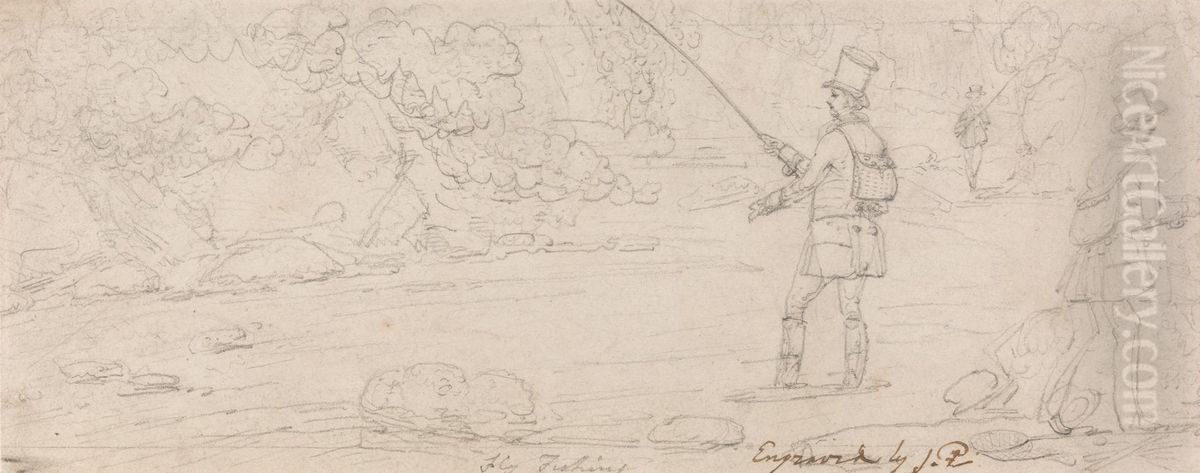 Fly Fishing Oil Painting by Robert Pollard