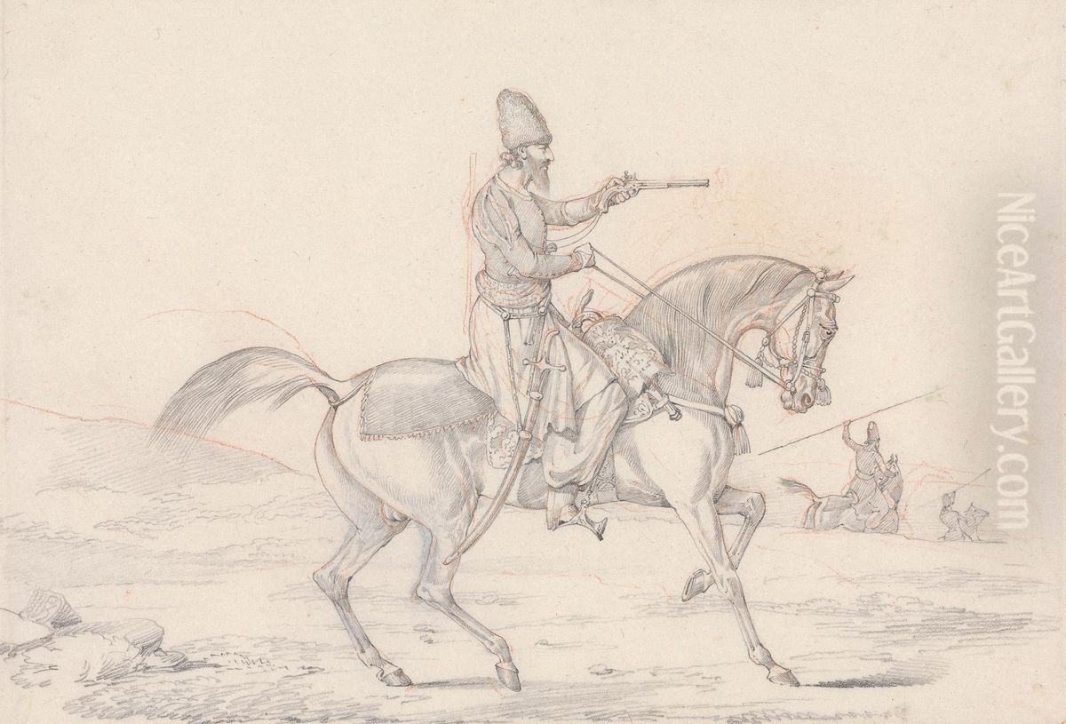 Mounted Mameluke Pointing a Pistol Oil Painting by Henry Thomas Alken
