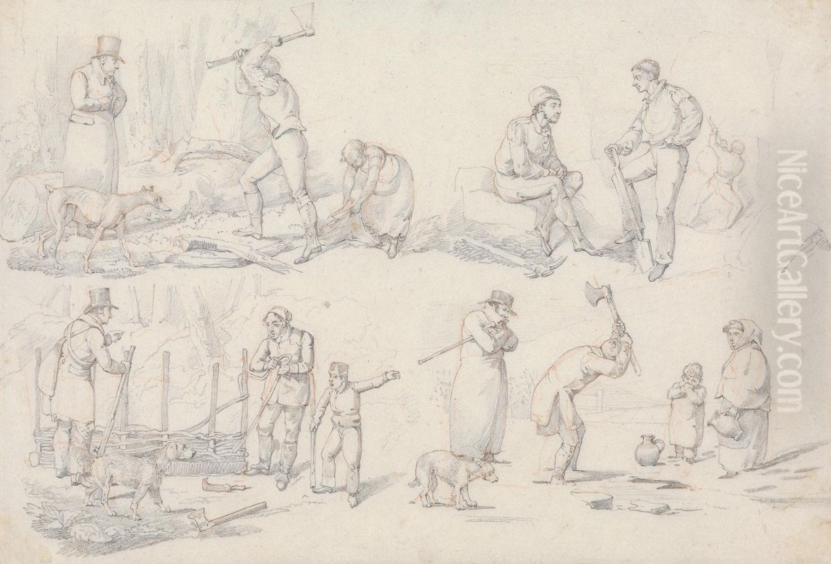 Scenes with Wood-Cutters Oil Painting by Henry Thomas Alken