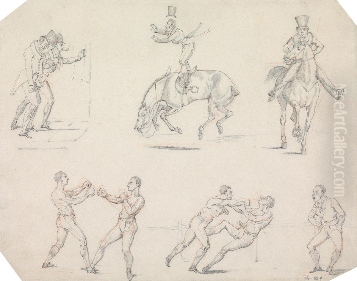 of Taking Lessons, of Having Had Enough, of Earnest, of Fun. Oil Painting by Henry Thomas Alken