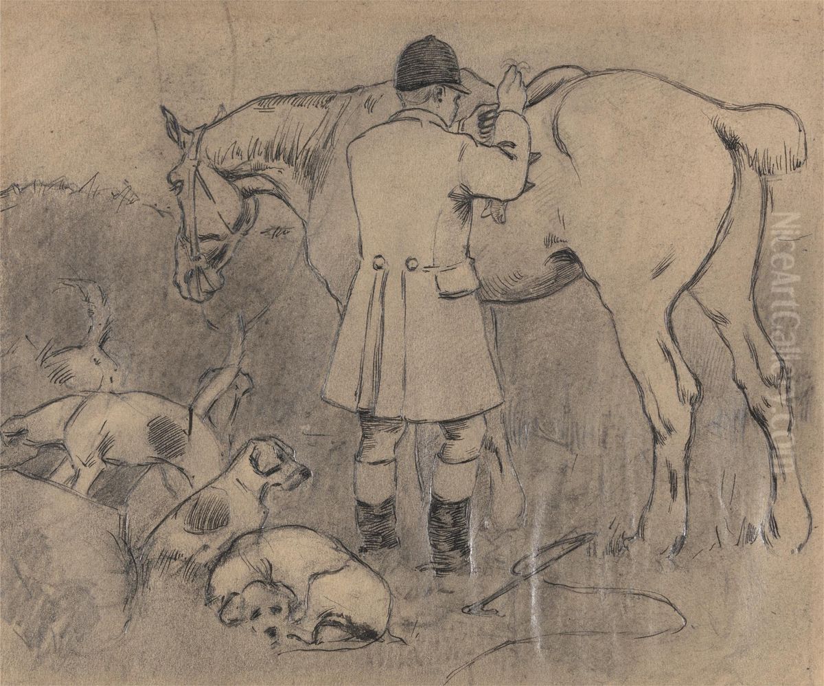 Huntsman and Hounds Oil Painting by Robert Bevan