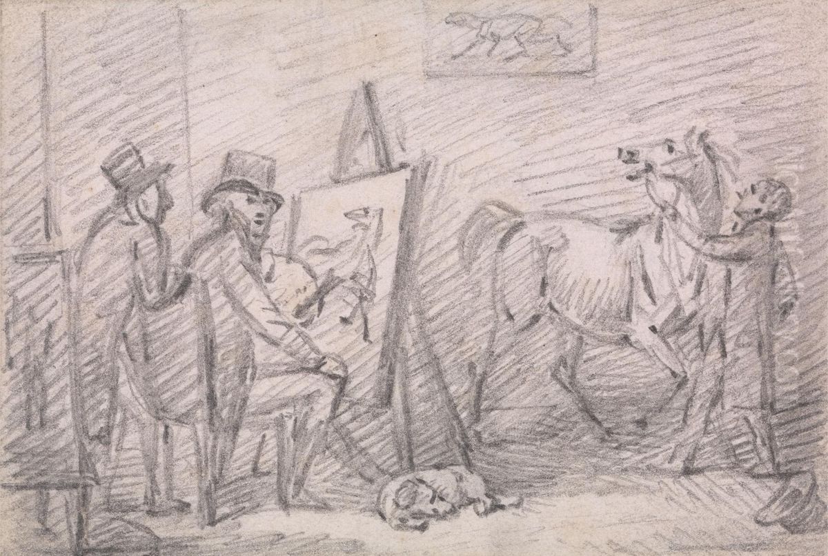 The Artist's Studio Oil Painting by Henry Bernard Chalon