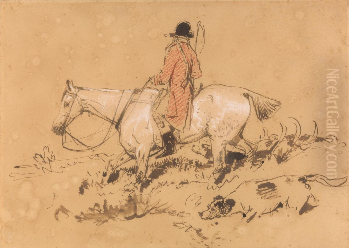 Huntsman with Hounds Oil Painting by Sir Edwin Henry Landseer