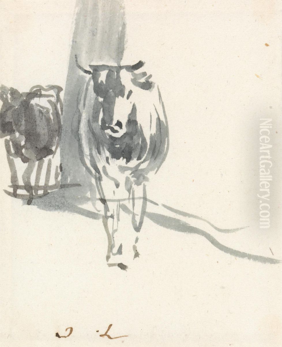 Two Cows Oil Painting by John Linnell