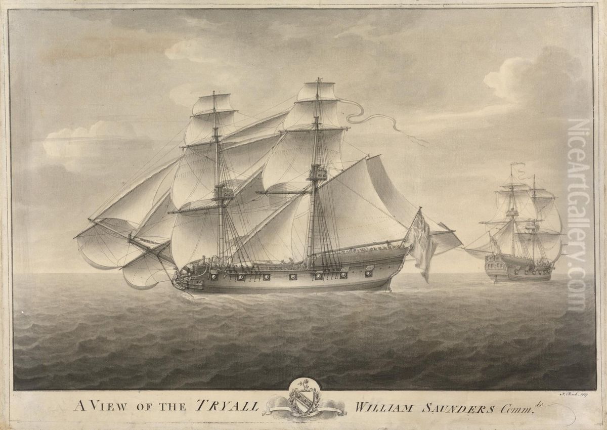 View of the Tryall in Two Positions Oil Painting by Nicholas Pocock