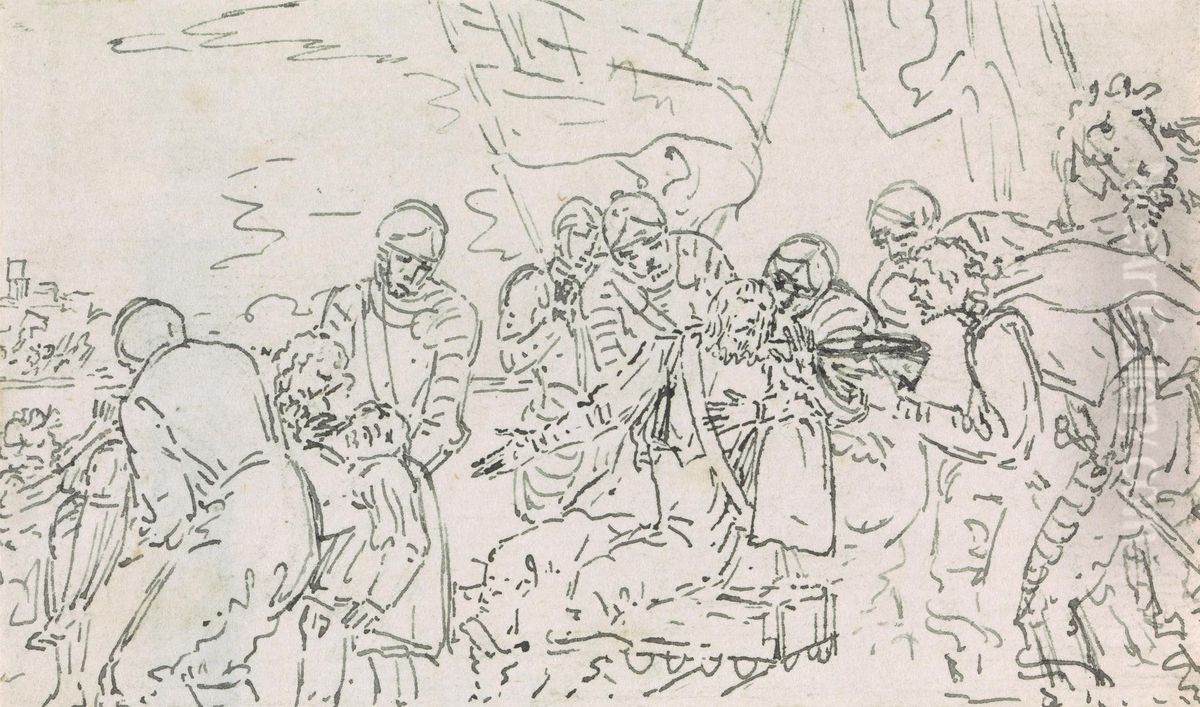 Study for the Death of a Knight Oil Painting by Benjamin West