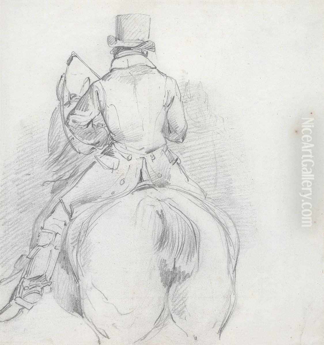 Horse and Rider seen from the Rear Oil Painting by Henry Thomas Alken