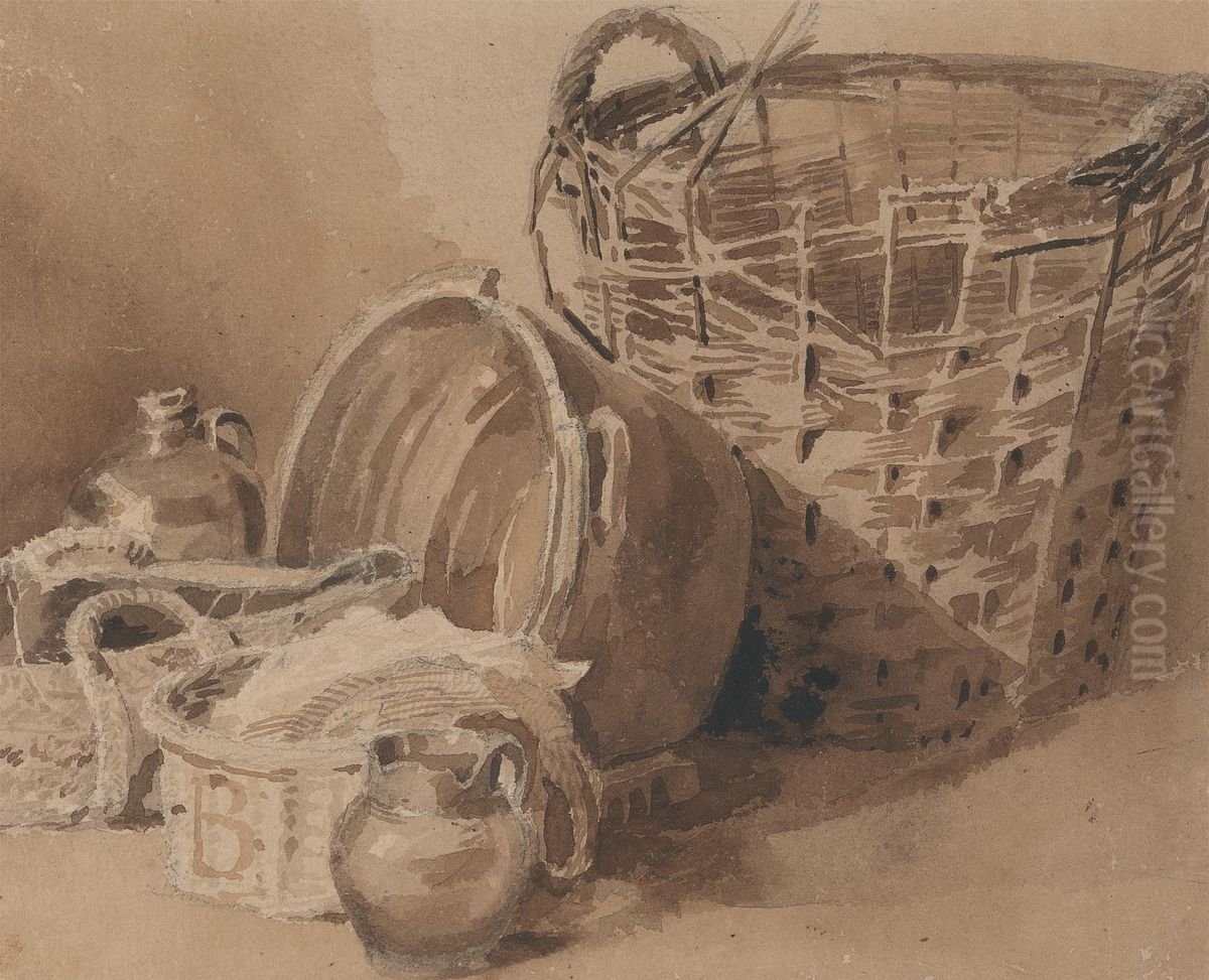 Still Life with Baskets and Pottery Oil Painting by Peter de Wint