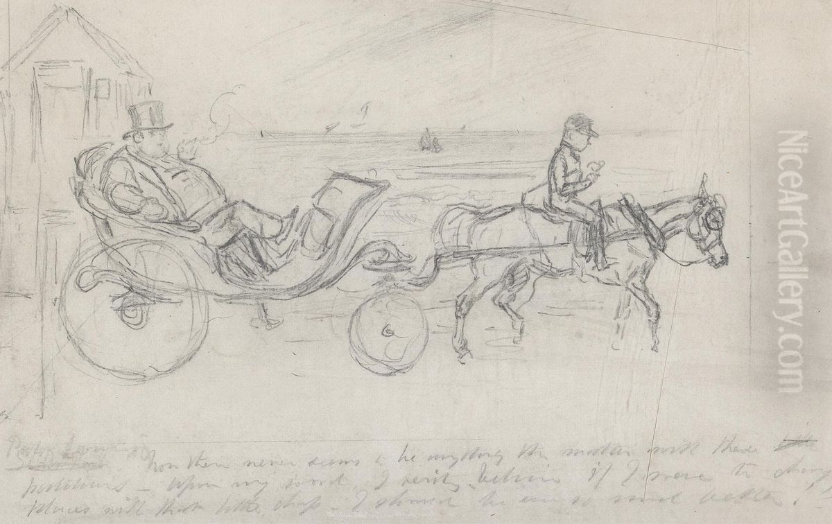 A Jockey-Cart Oil Painting by John Leech