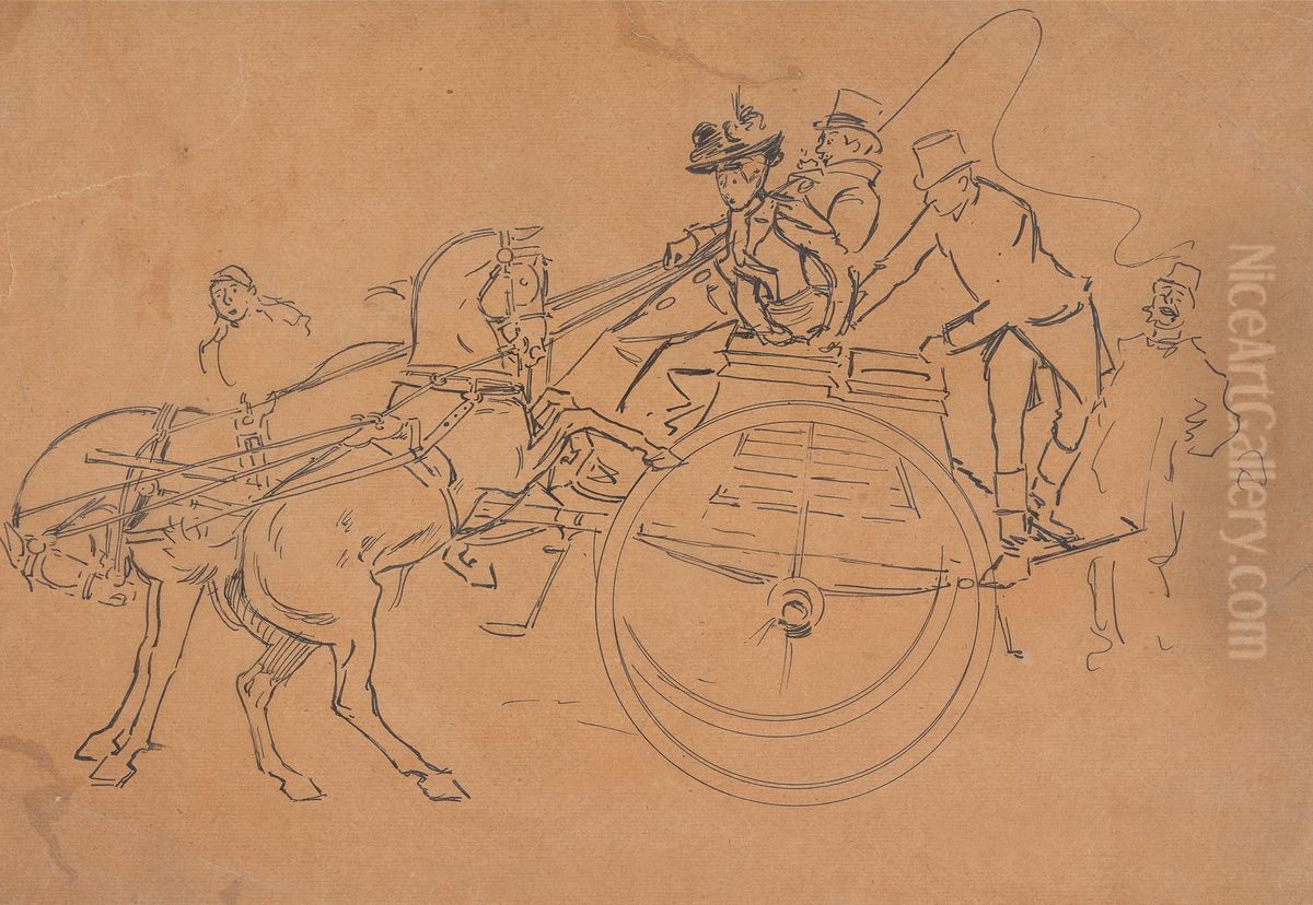 The Dog Cart Oil Painting by Phil May