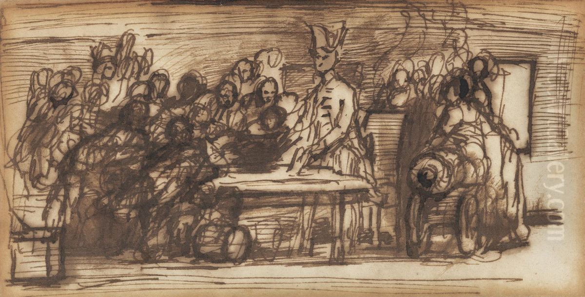 Study for Nelson Sealing the Copenhagen Letter Oil Painting by David Wilkie