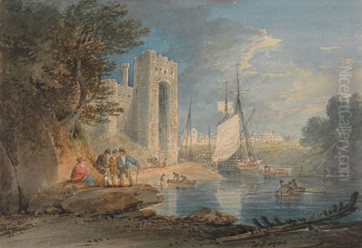 View at Caernarvon, Wales Oil Painting by William Payne