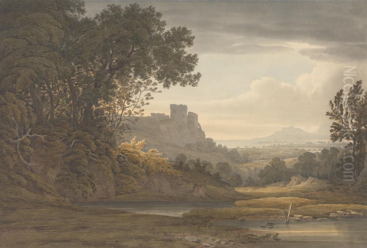 Castle in a Landscape Oil Painting by Hugh William Williams