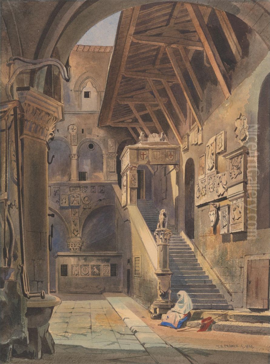 Court of the Bargello, Florence Oil Painting by Thomas Hartley Cromek